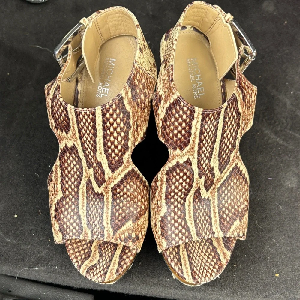 Michael Kors Snakeskin Pattern Wedge Sandals